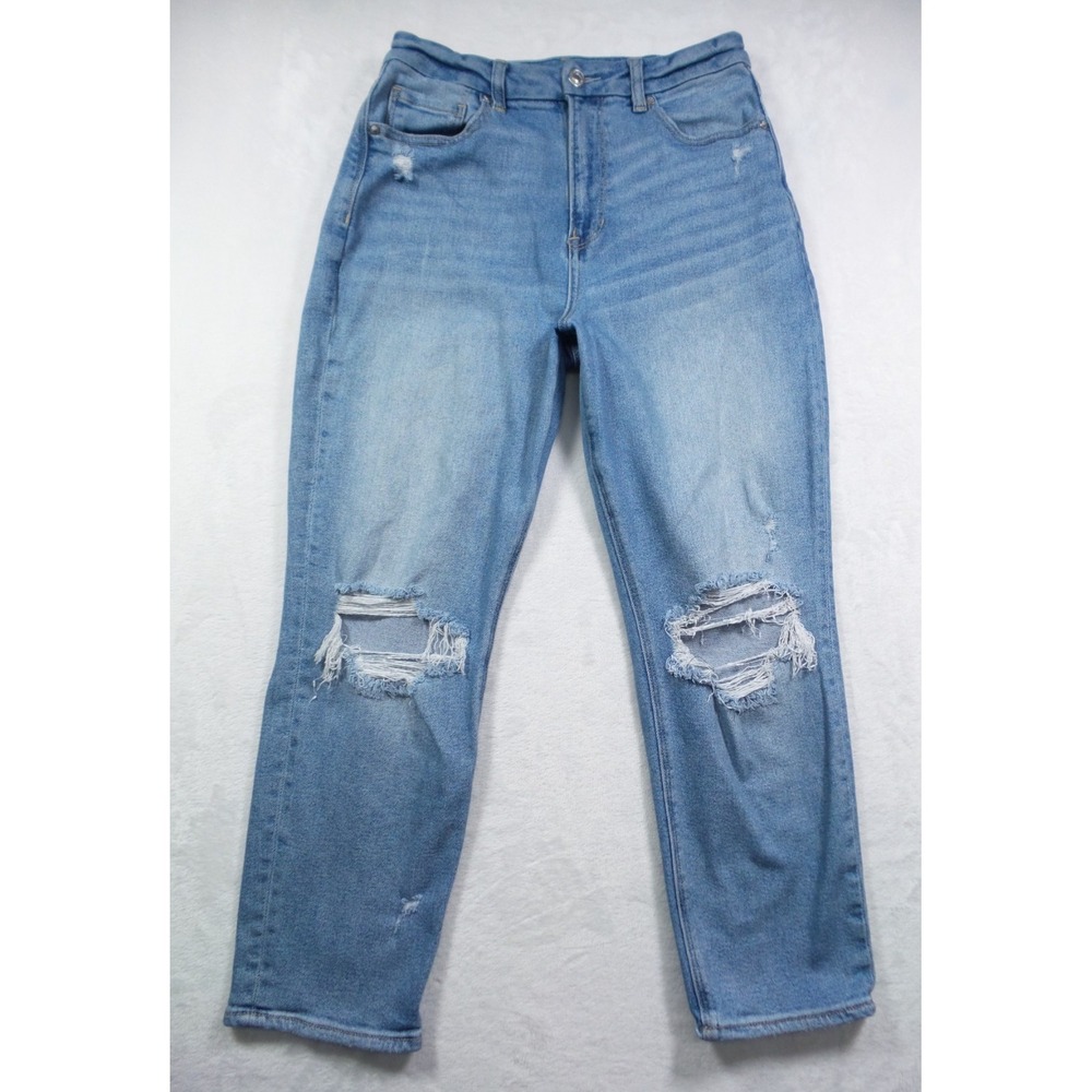 American Eagle Jeans Womens‎ Size 6 Short Blue Curvy Mom High Rise Distressed